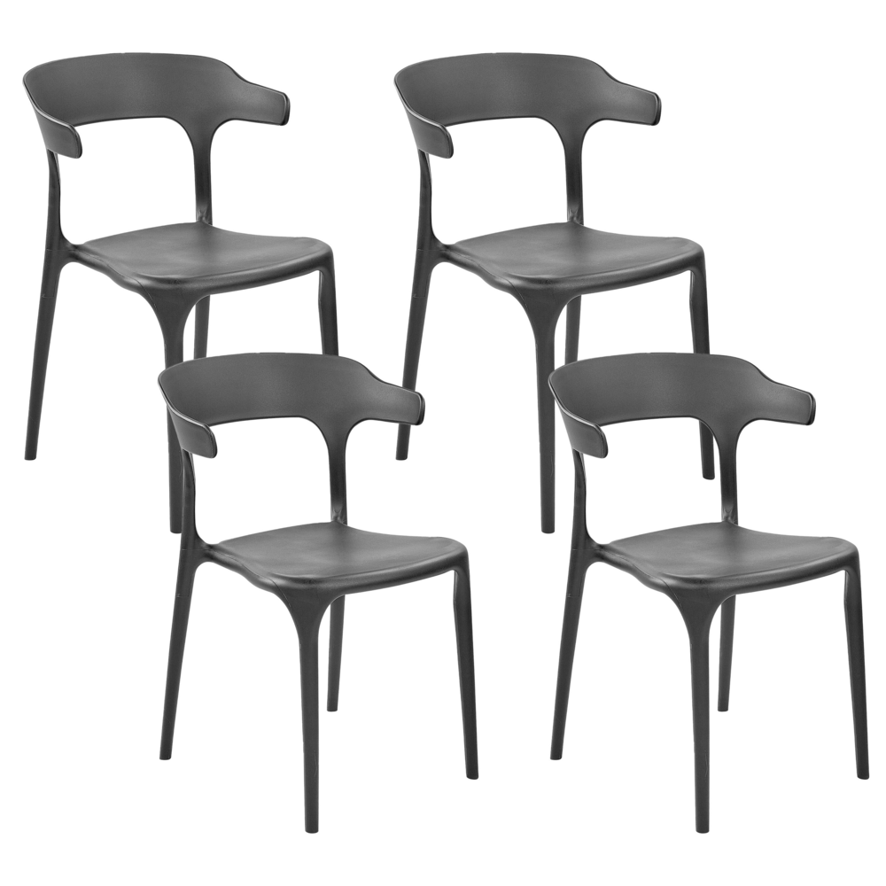 foto del prodotto set di 4 sedie polipropilene resistente colore nero per interno ed esterno stile moderno