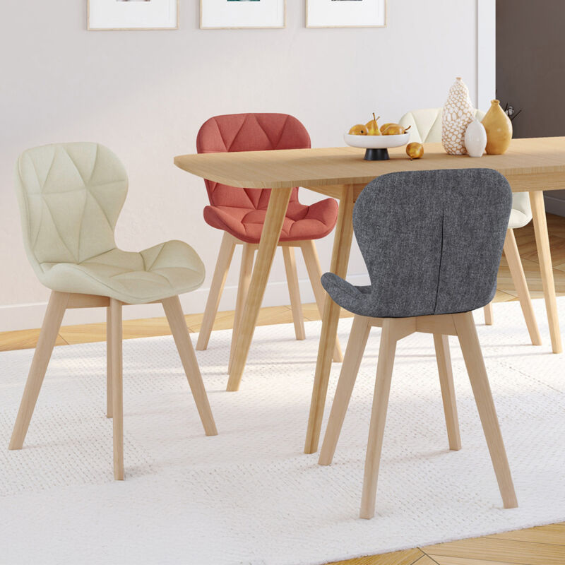 foto del prodotto set di 4 sedie robine in tessuto misto grigio scuro, terracotta e beige x2