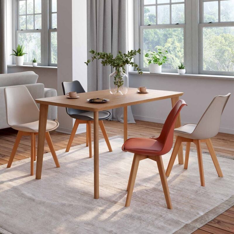 foto del prodotto set di 4 sedie scandinave sara colore misto grigio scuro, terracotta, beige x2