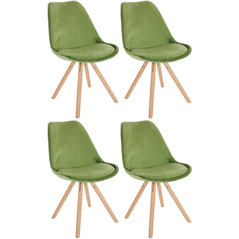 foto del prodotto set di 4 sedie sofia velvet verde chiaro natura rotondo 