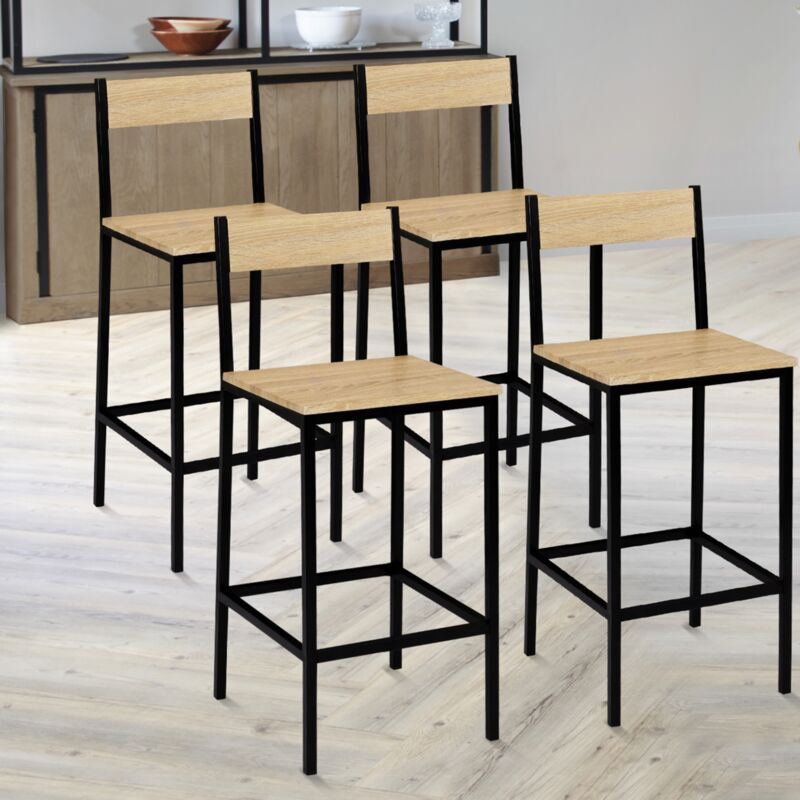 foto del prodotto set di 4 sgabelli da bar con schienale di design industriale detroit