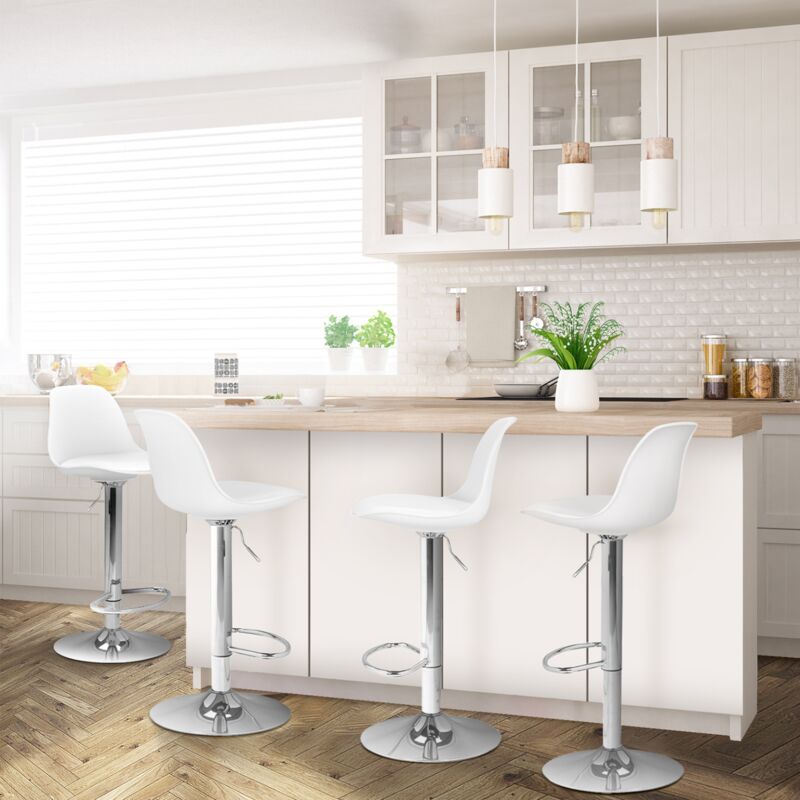 foto del prodotto set di 4 sgabelli da bar design bianco karl