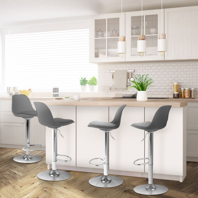 foto del prodotto set di 4 sgabelli da bar design grigio karl
