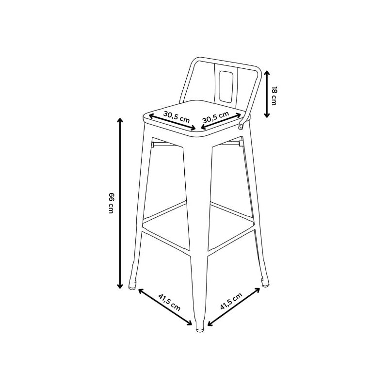 foto del prodotto set di 4 sgabelli da bar in metallo grezzo aspetto zincato stile industriale con schienale e seduta in legno chiaro altezza 66 cm kosmi