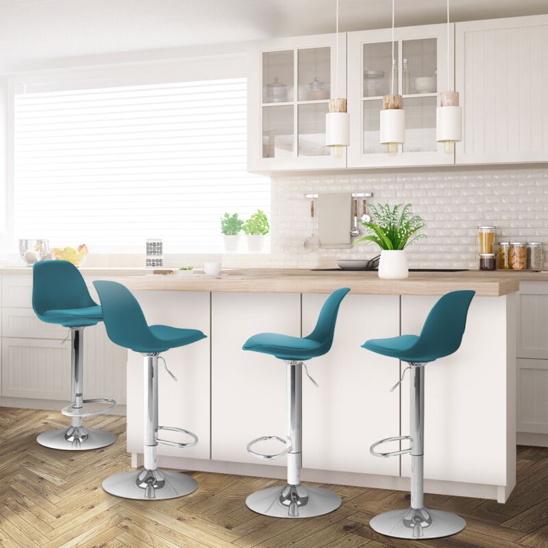 foto del prodotto set di 4 sgabelli da bar karl design blu anatra