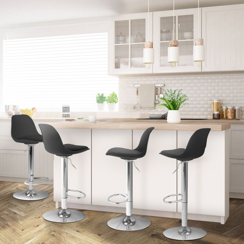 foto del prodotto set di 4 sgabelli da bar karl design nero