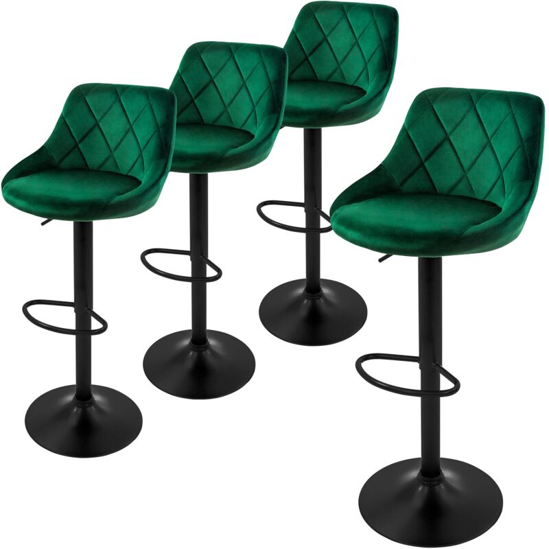 foto del prodotto set di 4 sgabelli da bar rivestimento in velluto verde sgabello da bancone regolabile in altezza 62 82 cm girevole a 360 sedie alte sedia da bistrot