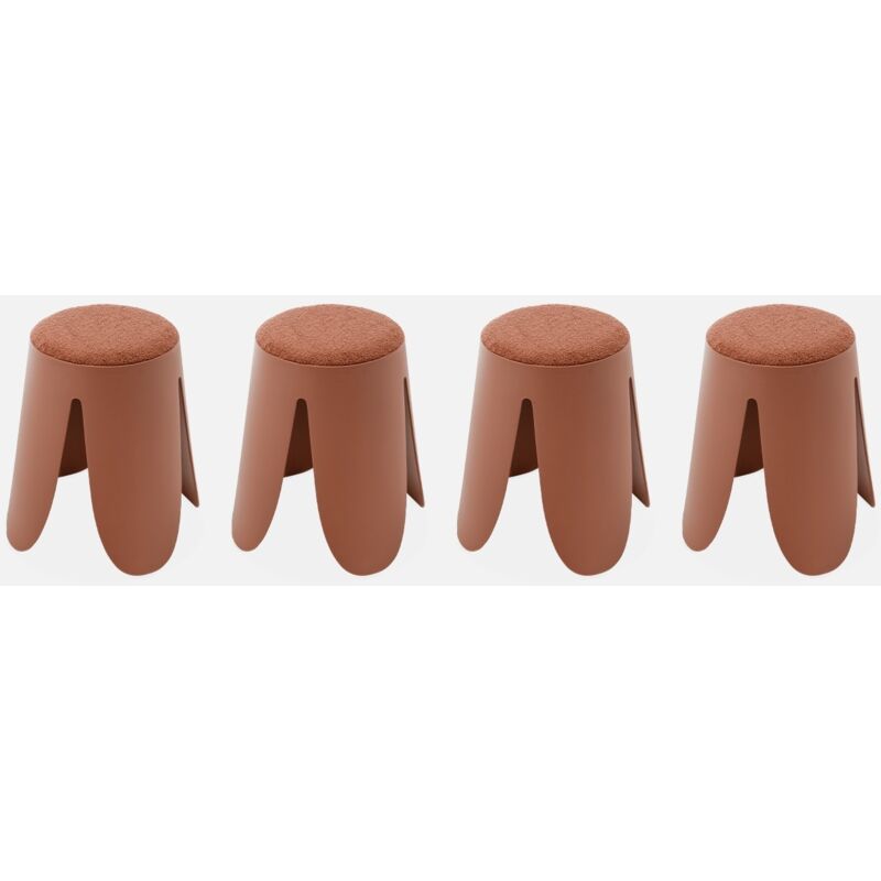 foto del prodotto set di 4 sgabelli impilabili in materiale boucl 
