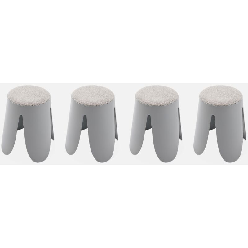foto del prodotto set di 4 sgabelli impilabili in materiale boucl 
