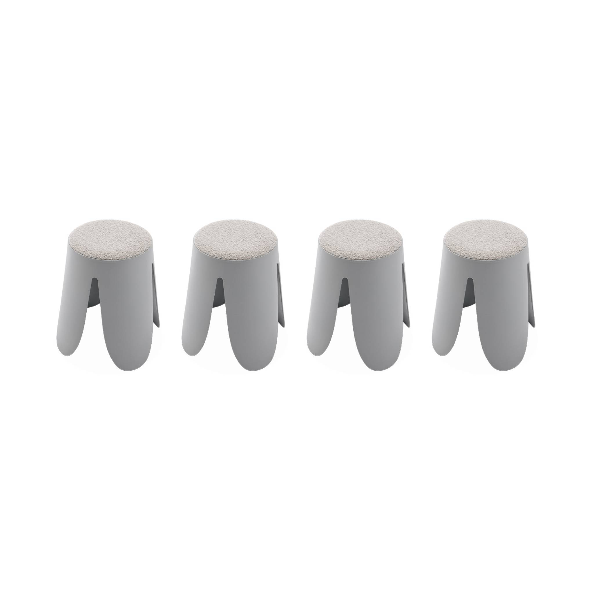 foto del prodotto set di 4 sgabelli impilabili in materiale boucl , grigio chiaro