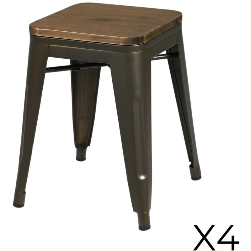 foto del prodotto set di 4 sgabelli in stile industriale in metallo, colore grigio collezione factory.