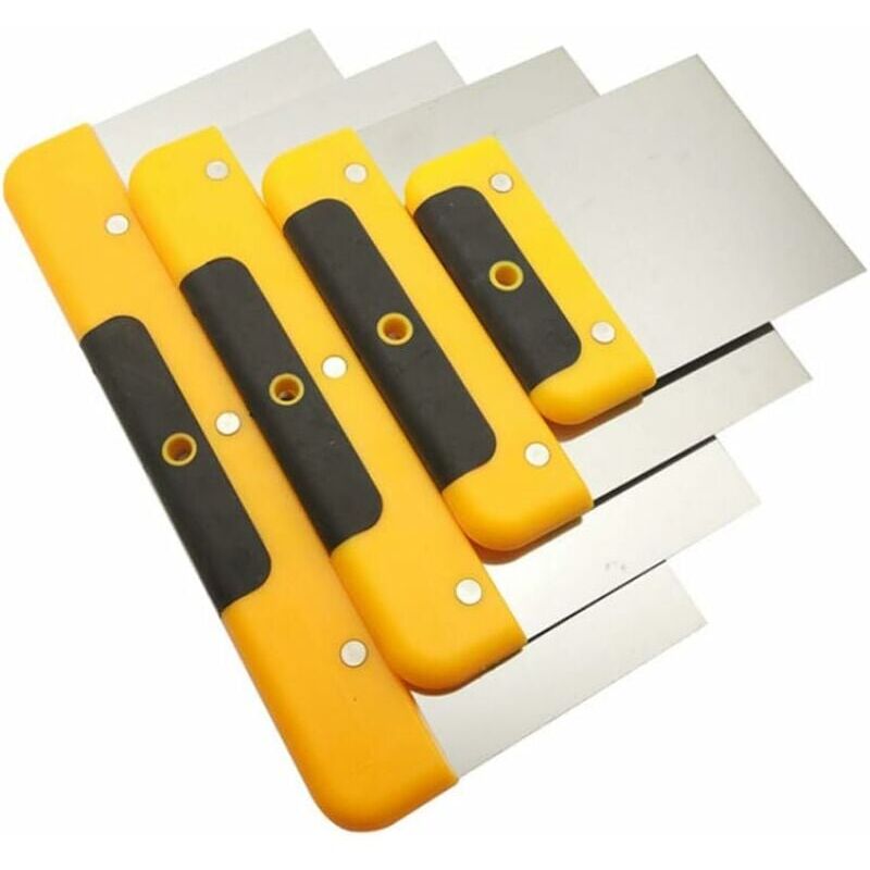 foto del prodotto set di 4 spatole per intonacatore, spatola per intonacatore in acciaio inossidabile, spatola per spalmare cartongesso, fango, raschiare vernice, 4