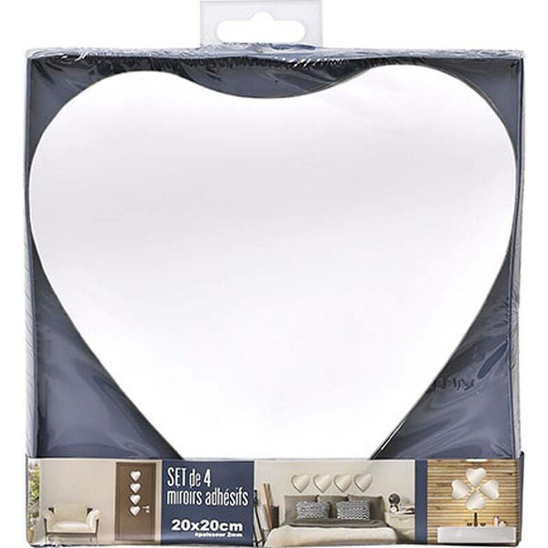 foto del prodotto set di 4 specchi cuori 20x20cm 2mm liscio tendance