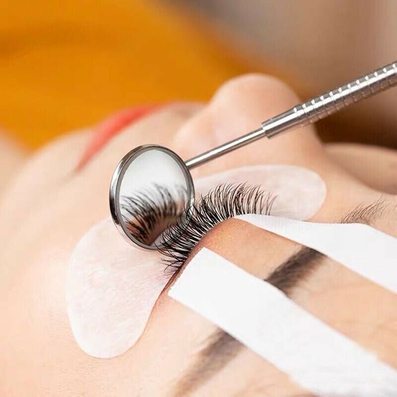 foto del prodotto set di 4 specchietti per dentista, specchio per extension ciglia per controllare l'applicazione, specchio dentale rotondo in acciaio inossidabile,