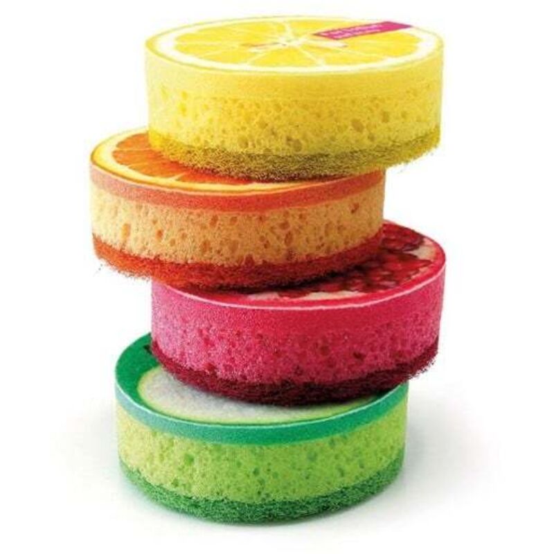 foto del prodotto set di 4 spugne multiuso profumate limone e mela 