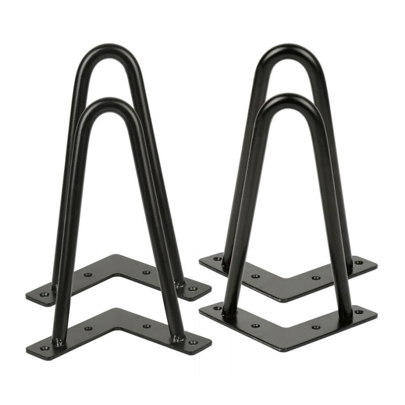 foto del prodotto set di 4 staffe per gambe da tavolo in ferro battuto semplice da 20 cm per tavoli dal design industriale