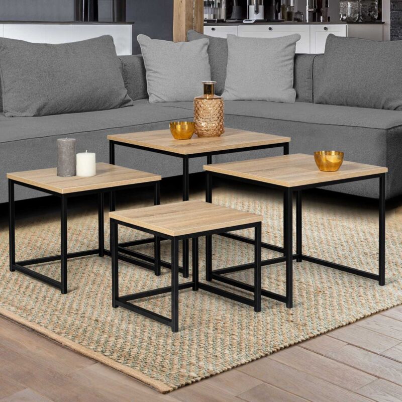 foto del prodotto set di 4 tavolini di design industriale detroit 35 40 45 50