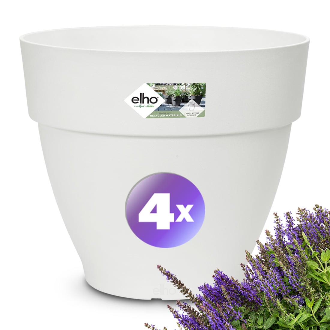 foto del prodotto set di 4 vasi da fiori bianchi 25x21cm 6,5l