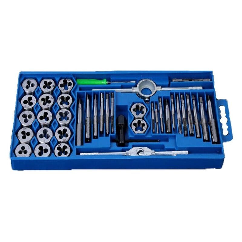 foto del prodotto set di 40 pezzi di maschi e filiere per riparazione filettature, maschi metrici e punte per trapano