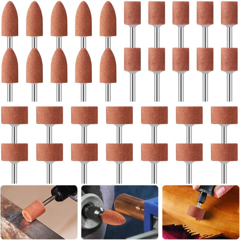 foto del prodotto set di 42 mole abrasive in ossido di alluminio, punte abrasive con gambo da 1 8 compatibili con dremel per levigare, lucidare e sbavare i metalli