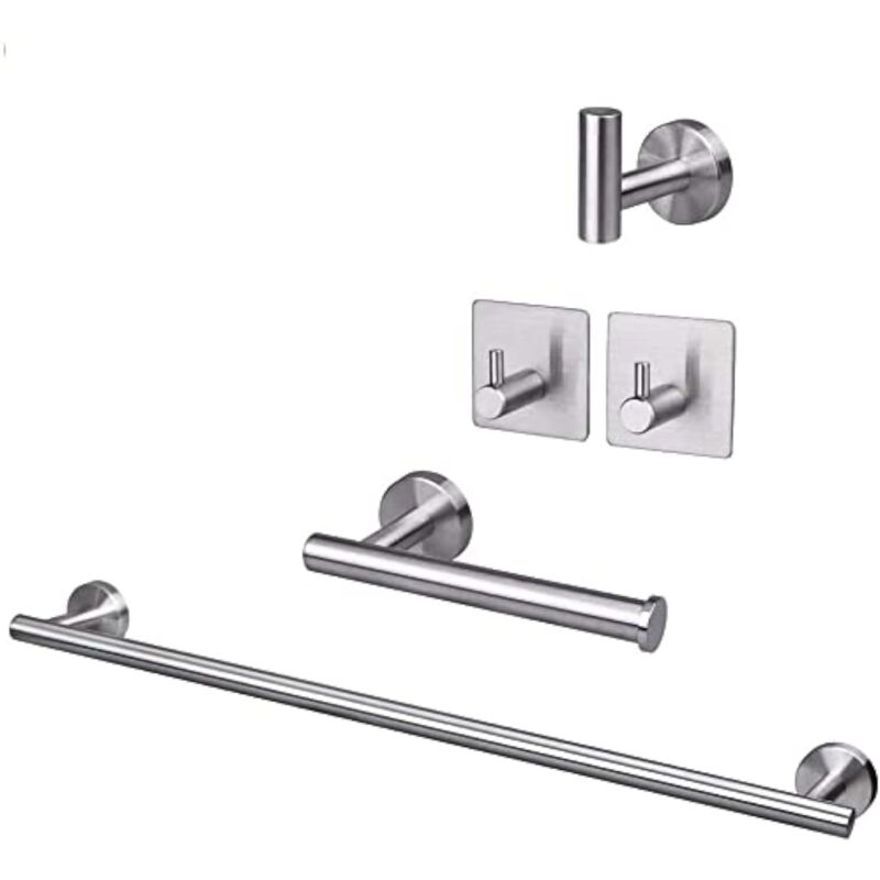 foto del prodotto set di 5 accessori da bagno in acciaio inossidabile sus304 barra portasciugamani, barra portasciugamani estesa, porta carta igienica, 3 ganci per