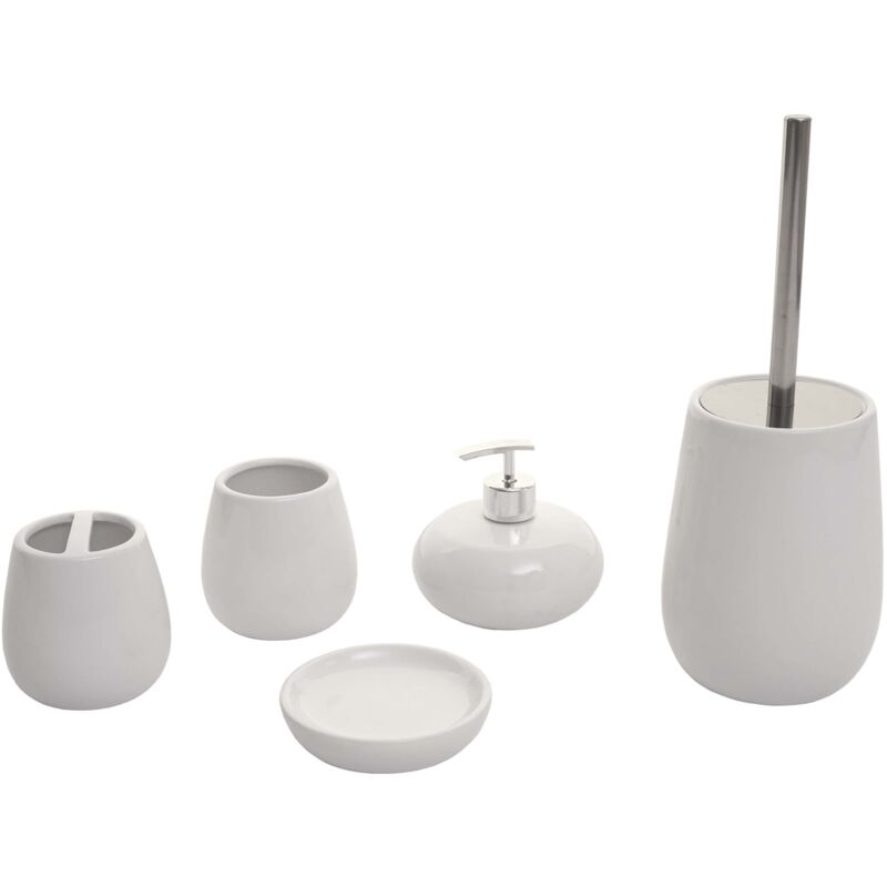 foto del prodotto set di 5 accessori da bagno in ceramica per bagno bianco 040003582
