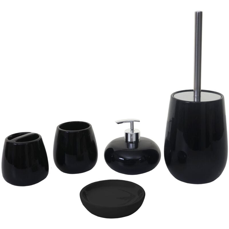 foto del prodotto set di 5 accessori da bagno in ceramica per il bagno nero 040004841