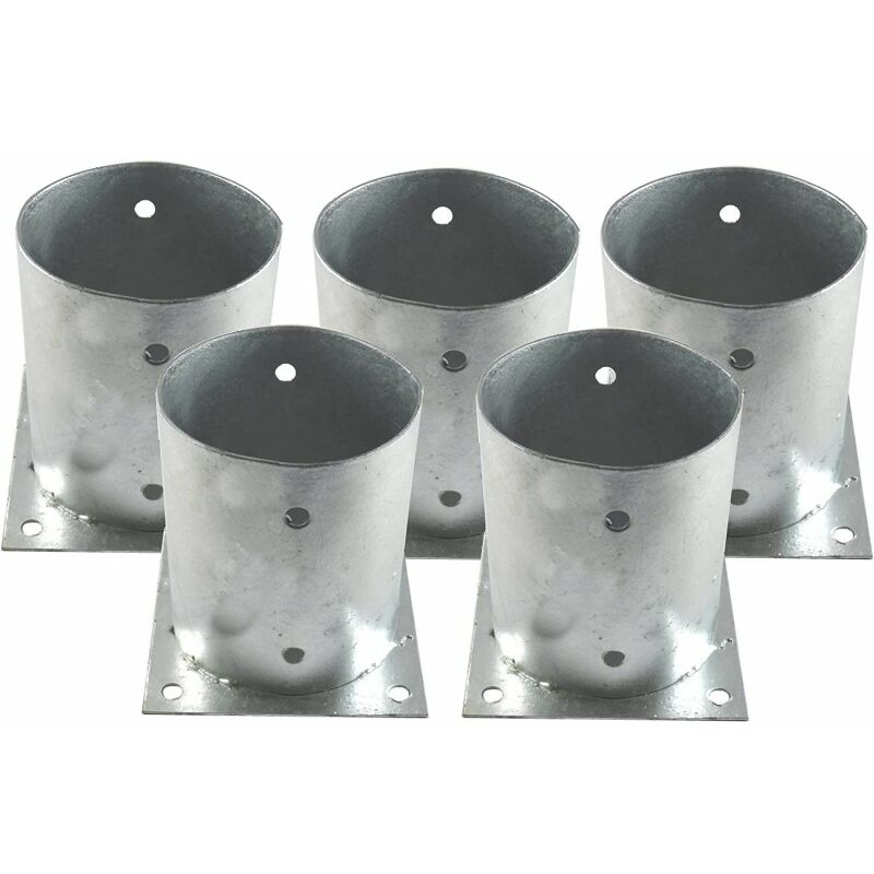 foto del prodotto set di 5 ancoraggio metallico rotondo da 10 cm, altezza 15 cm. ideale per pali di legno