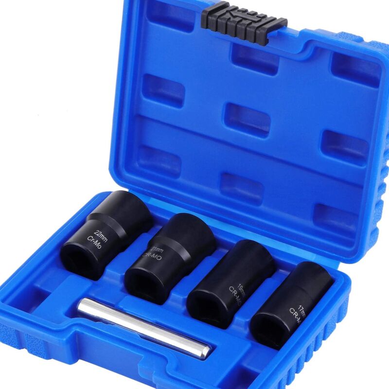 foto del prodotto set di 5 bussole con attacco da 1 2 17 mm, 19 mm, 21 mm e 22 mm