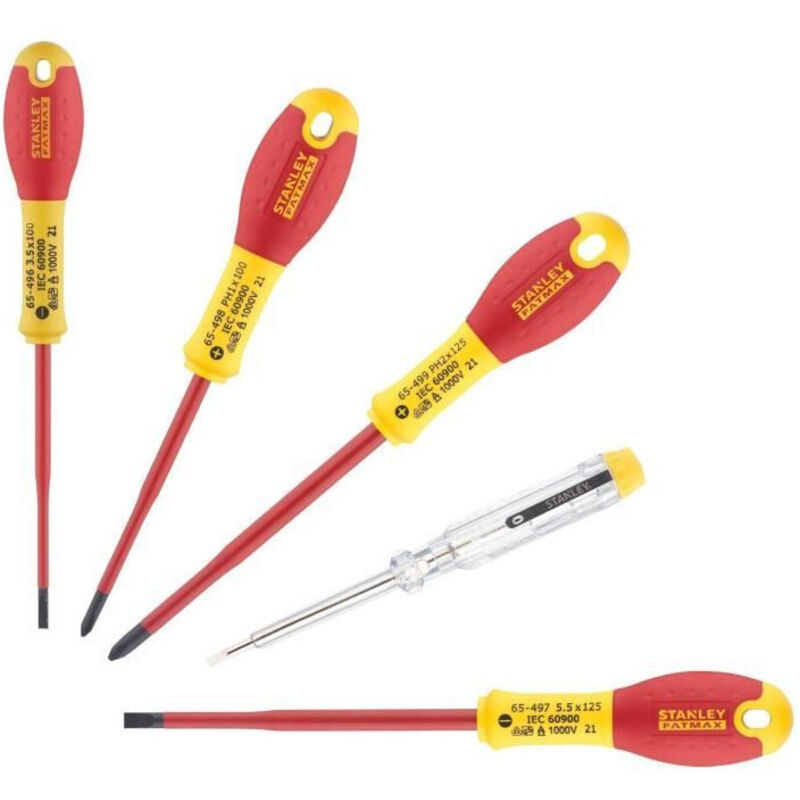 foto del prodotto set di 5 cacciaviti stanley fatmax xtht0 62692 slim isolati 1000v elettricista phillips tester