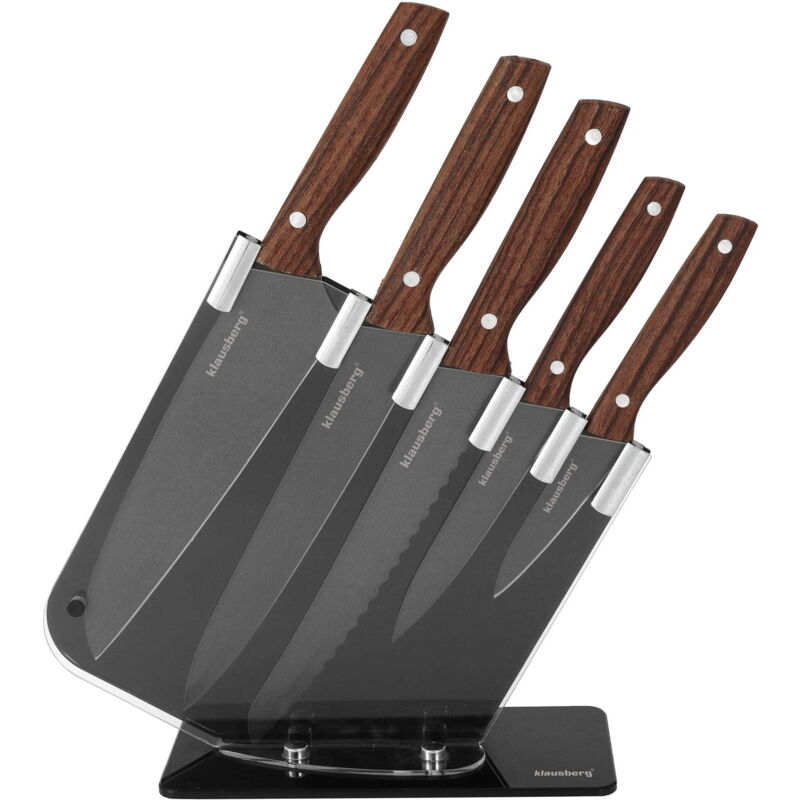 foto del prodotto set di 5 coltelli da cucina con supporto klausberg kb 7616