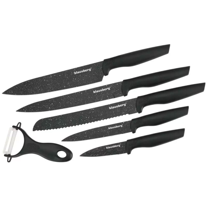 foto del prodotto set di 5 coltelli da cucina in marmo con pelapasta klausberg kb 7613