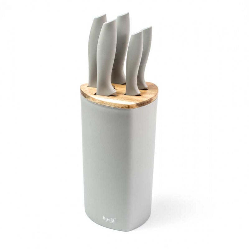 foto del prodotto set di 5 coltelli da cucina in un ceppo husla 73964