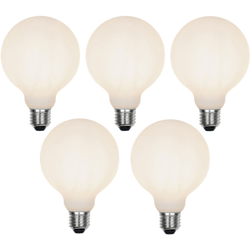 foto del prodotto set di 5 lampada led dimmerabile e27 in 3 fasi g95 vetro satinato 5w 550 lm 2700k luedd