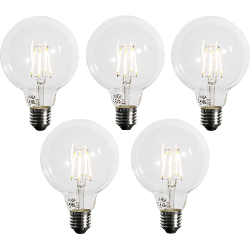 foto del prodotto set di 5 lampadina led dimmerabile a 3 livelli e27 g95 4w 450lm 3000k luedd