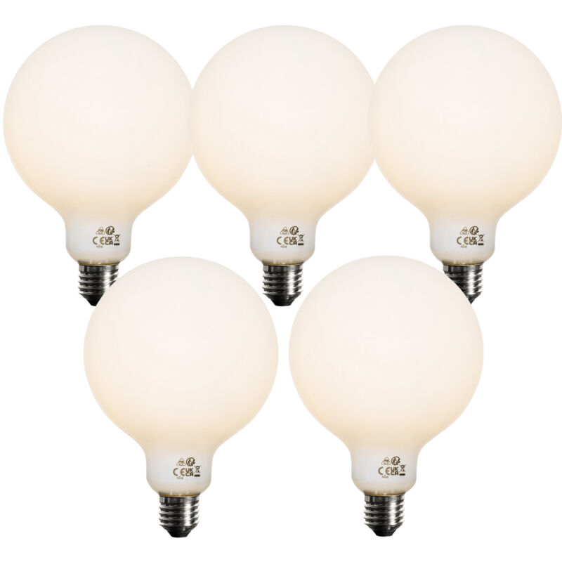 foto del prodotto set di 5 lampadina led dimmerabile a 3 livelli e27 opale g125 4w 450lm 3000k luedd