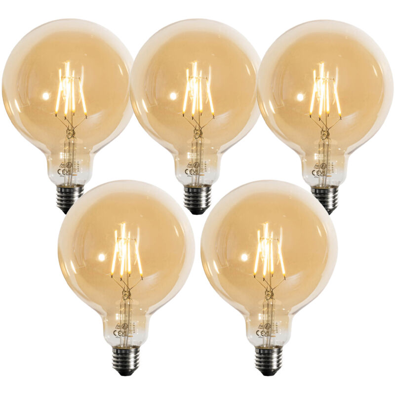 foto del prodotto set di 5 lampadina led dimmerabile a 3 livelli e27 oro g125 4w 450lm 2700k luedd
