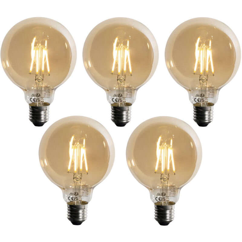 foto del prodotto set di 5 lampadina led dimmerabile a 3 livelli e27 oro g95 4w 450lm 2700k luedd