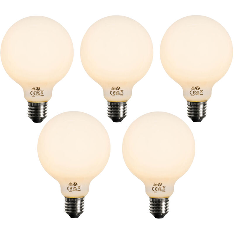 foto del prodotto set di 5 lampadina led dimmerabile e27 opale g95 5w 450lm 2200k luedd