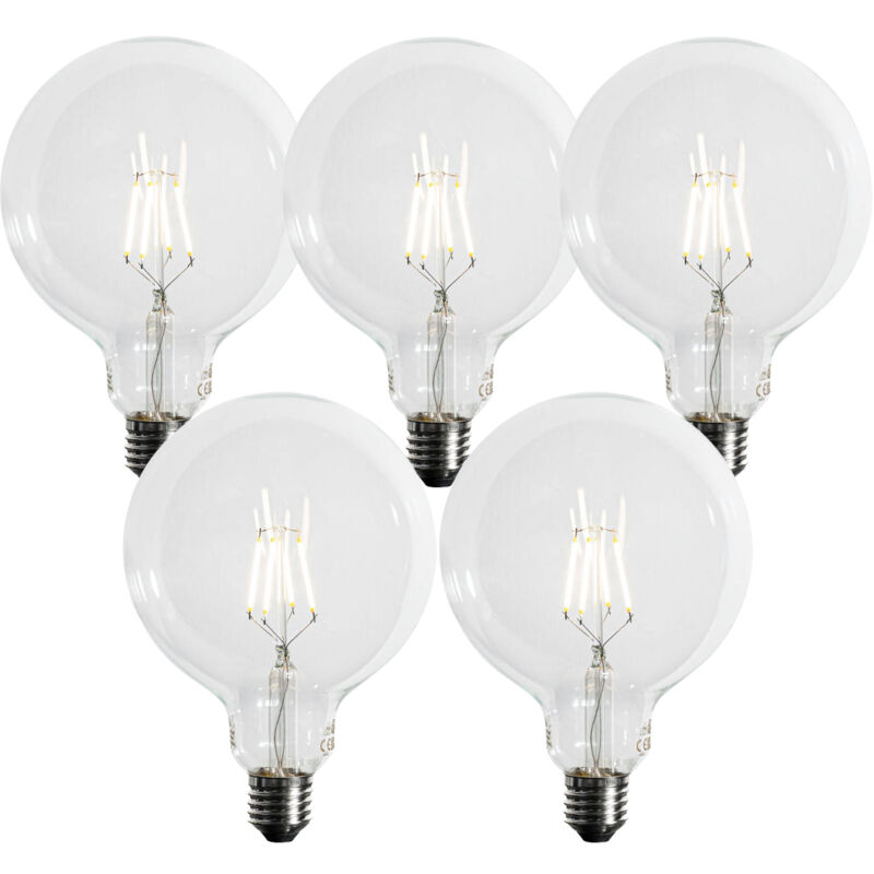 foto del prodotto set di 5 lampadina led e27 a filamento spirale dimmerabile a 3 livelli g125 4w 450lm 3000k luedd