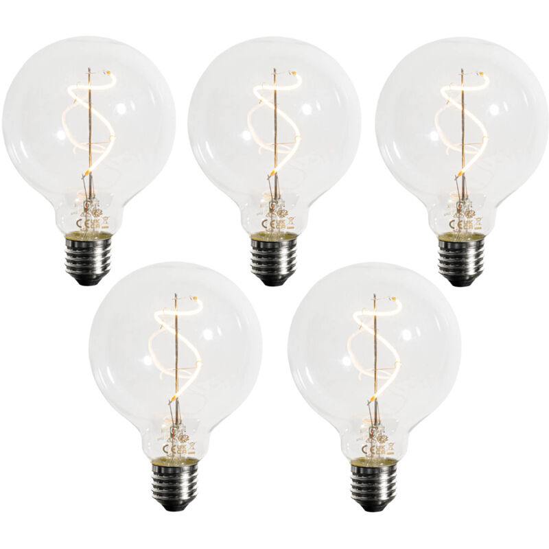 foto del prodotto set di 5 lampadina led e27 a filamento spirale dimmerabile g95 4w 270lm 2200k luedd