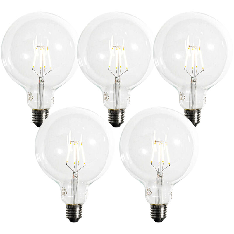 foto del prodotto set di 5 lampadina led e27 dimmerabile a filamento spirale g125 5w 450lm 2200k luedd