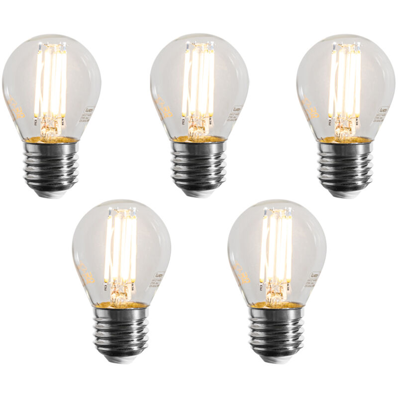 foto del prodotto set di 5 lampadine a filamento led e27 dimmerabili g45 trasparenti 4w 470 lm 2700k luedd