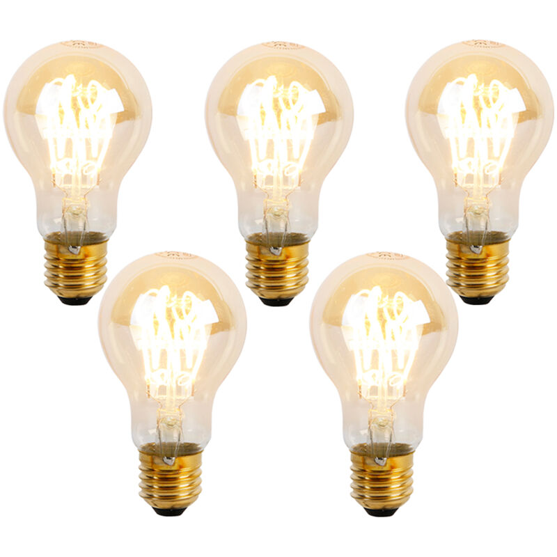 foto del prodotto set di 5 lampadine a spirale led e27 dimmerabili a60 goldline 4w 270 lm 2200k luedd