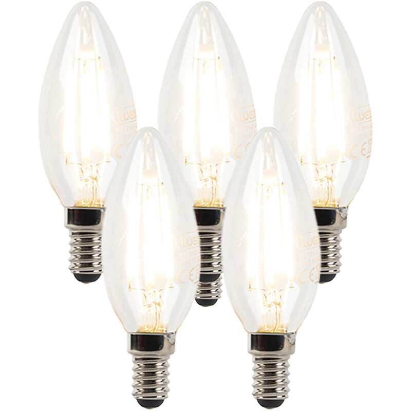 foto del prodotto set di 5 lampadine led a candela dimmerabili e14 b35 trasparente 3w 250lm 2700k luedd