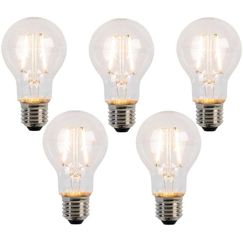 foto del prodotto set di 5 lampadine led a filamento e27 a60 2w 210lm 2200k luedd