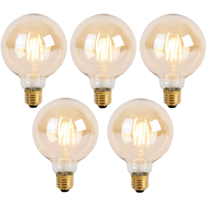 immagine 0 del prodotto set di 5 lampadine led dimmerabili a 3 livelli e27 g95 goldline 5w 530lm 2200k luedd