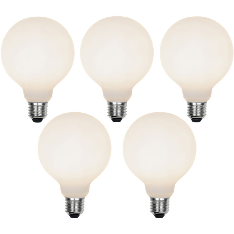 foto del prodotto set di 5 lampadine led dimmerabili a 3 livelli e27 g95 opaca 5w 550lm 3000k luedd