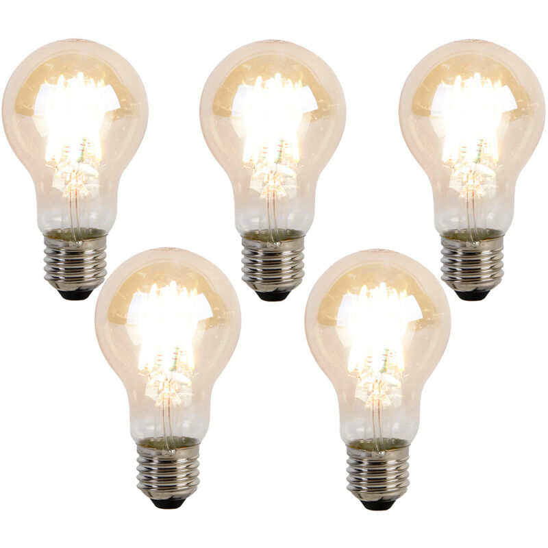 foto del prodotto set di 5 lampadine led dimmerabili e27 kelvin a60 goldline 8w 806lm 2000 2700k luedd