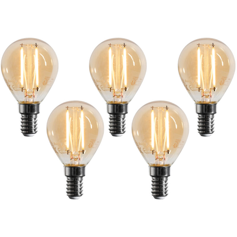foto del prodotto set di 5 lampadine led e14 dimmerabili g45 oro 4w 330 lm 2100k luedd